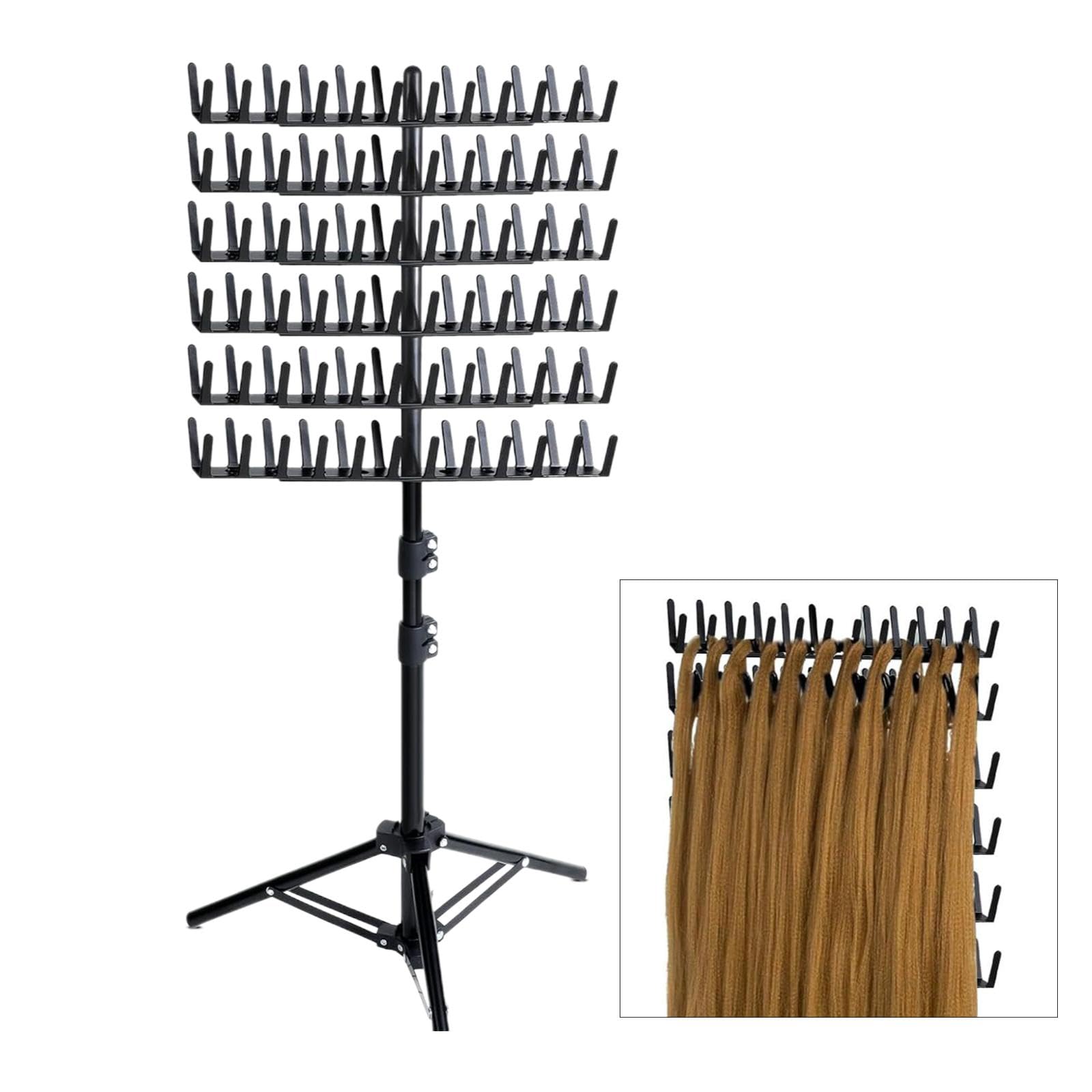 harayaa Braiding Hair Rack,Double Sided Braid Rack,144 Pegs Adjustable Height for Braiding Hair,Hair Braiding Rack for Stylists black - Image 3
