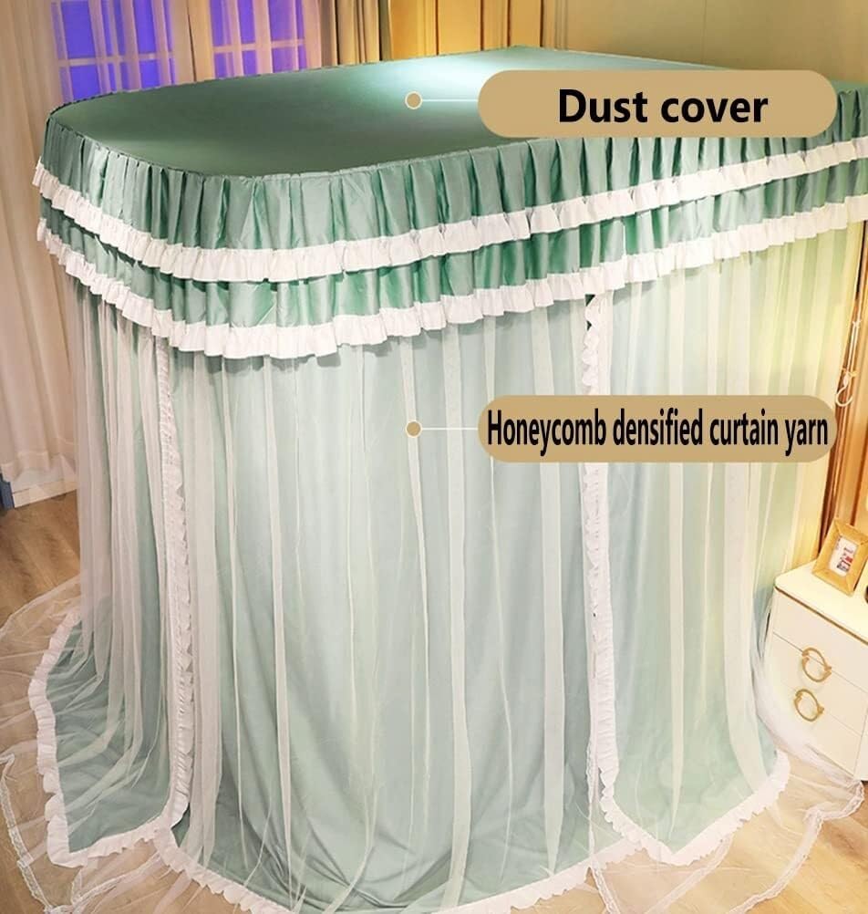 Double Deck Deluxe Bed Canopy Mosquito Net for Girls, Romantic Bedroom Decoration with U-Shaped Metal Support, Yellow, 200X220X210Cm,Khaki-150X200X210CM