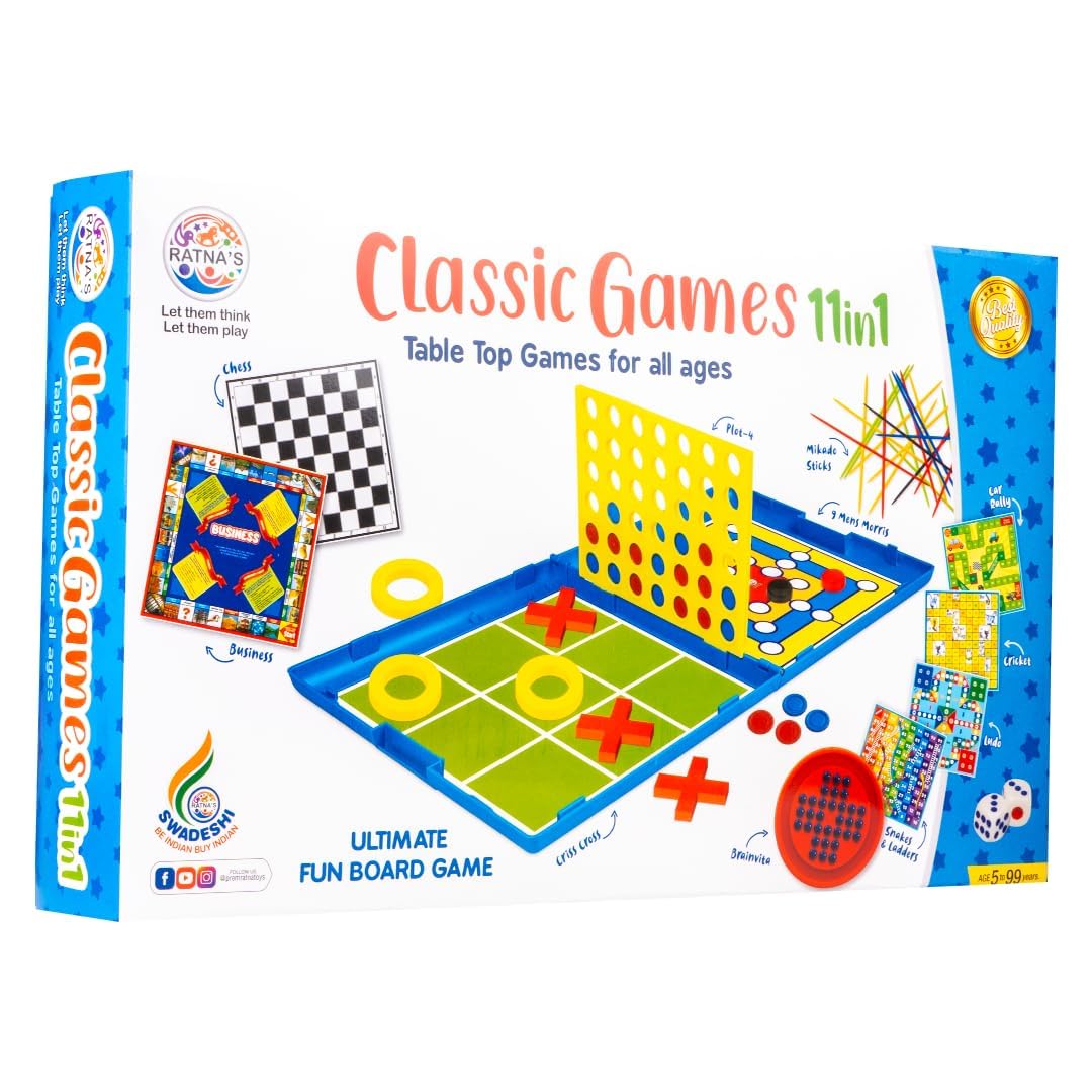 Classic Games 11 in 1 Table Top|Family Board Games|Kids & Adults