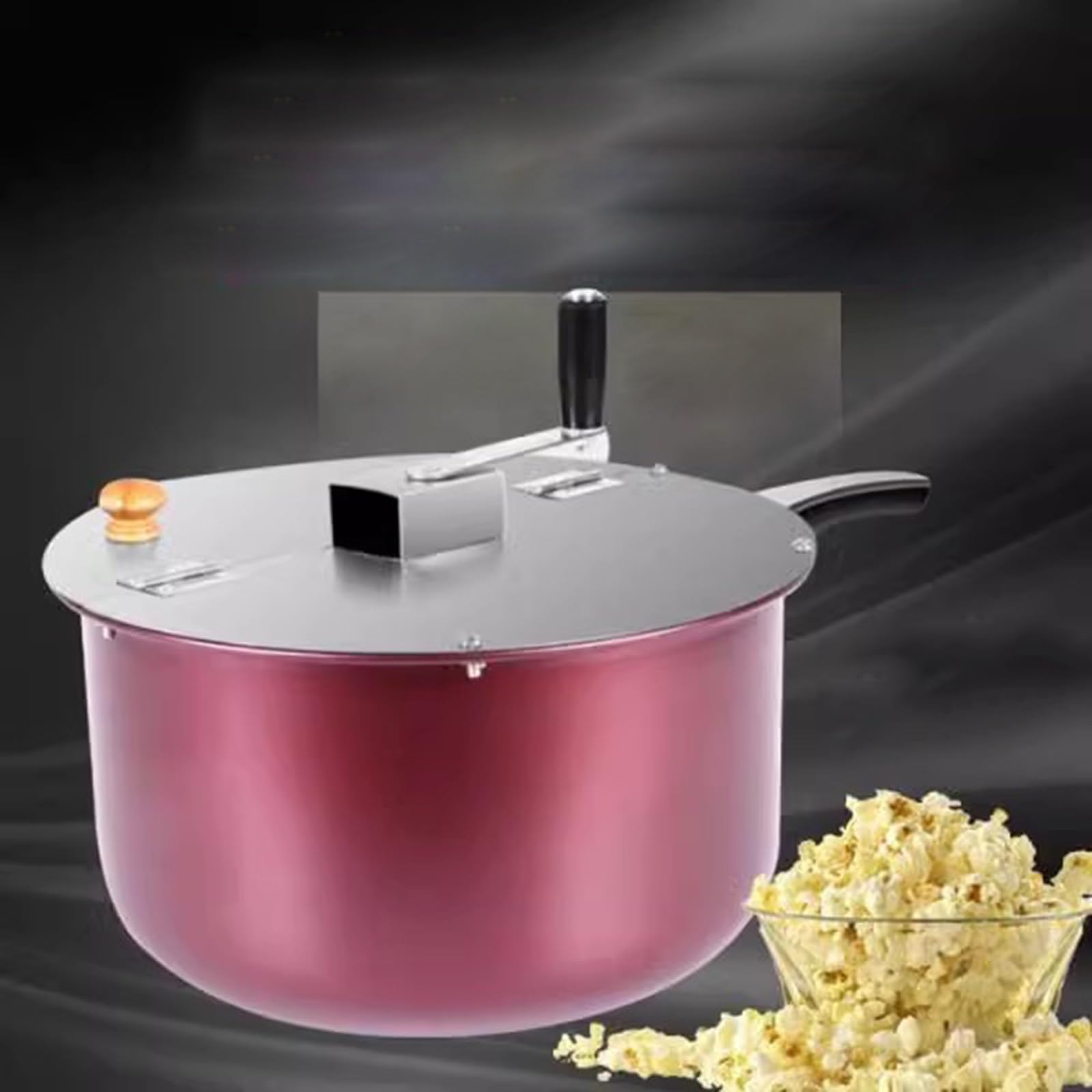 Palomitas de maíz Estufa manual, máquina de palomitas maíz a gas, olla comercial, antiadherente, con manivela máquina de palomitas de maíz