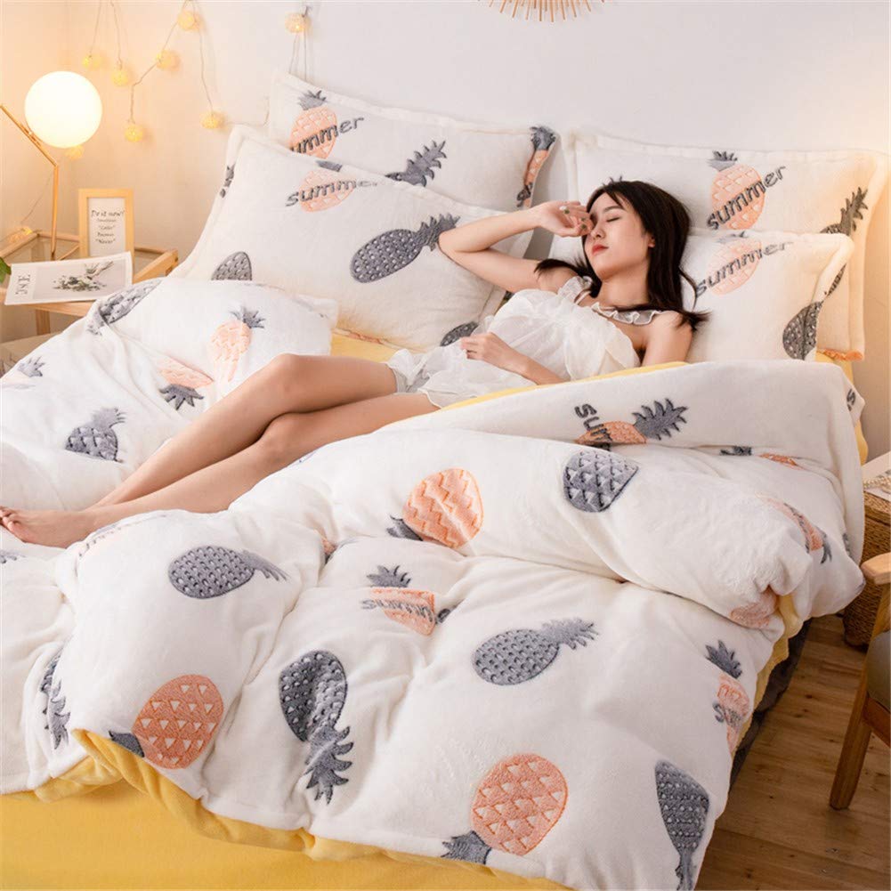 Amazon.com: ZXBC Printing Flannel Cover Set Winter Comfortable