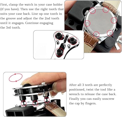 Miniatura 3 de Kit de reparación profesional de relojes, abridor de caja trasera de reloj ajustable con juegos de destornilladores de precisión 5 en 1, llave de 3
