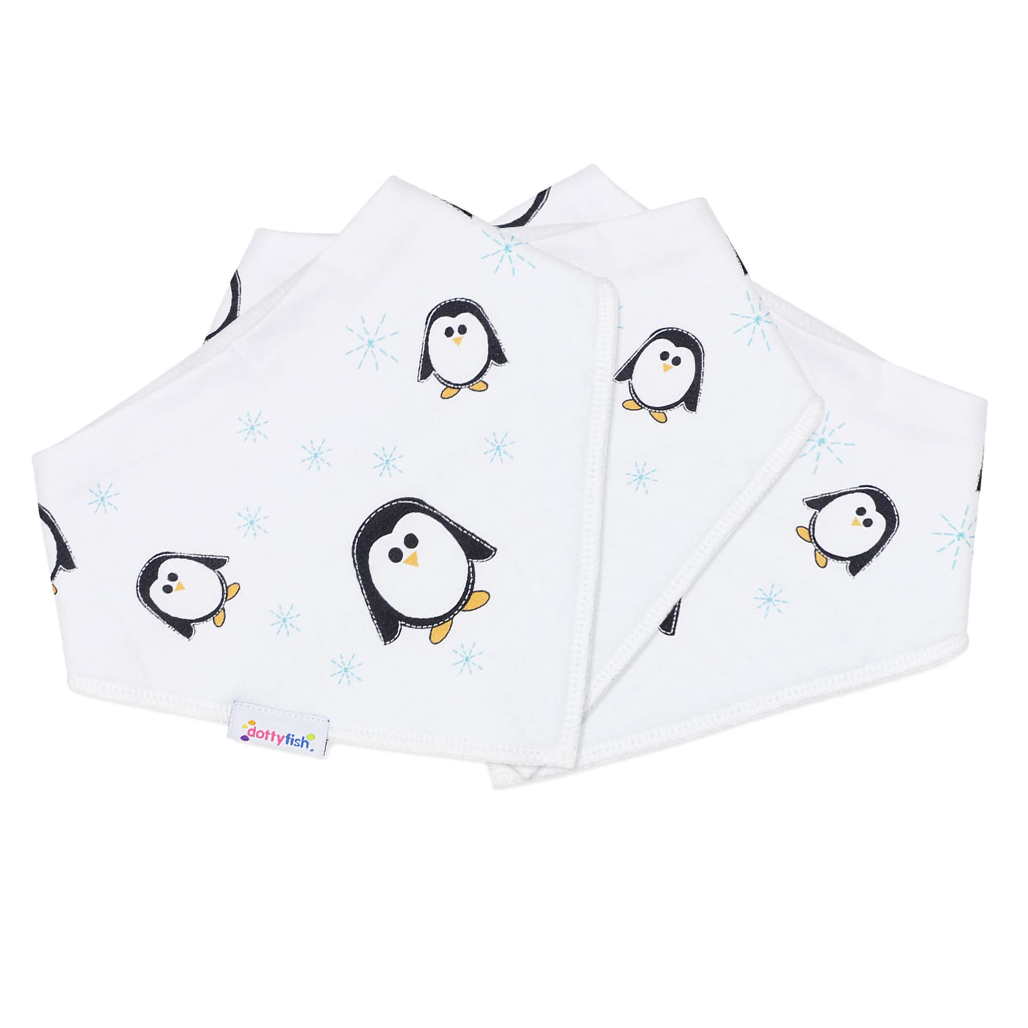 Dotty Fish 3 Pack Organic Cotton Baby Dribble & Teething Bibs - Penguin