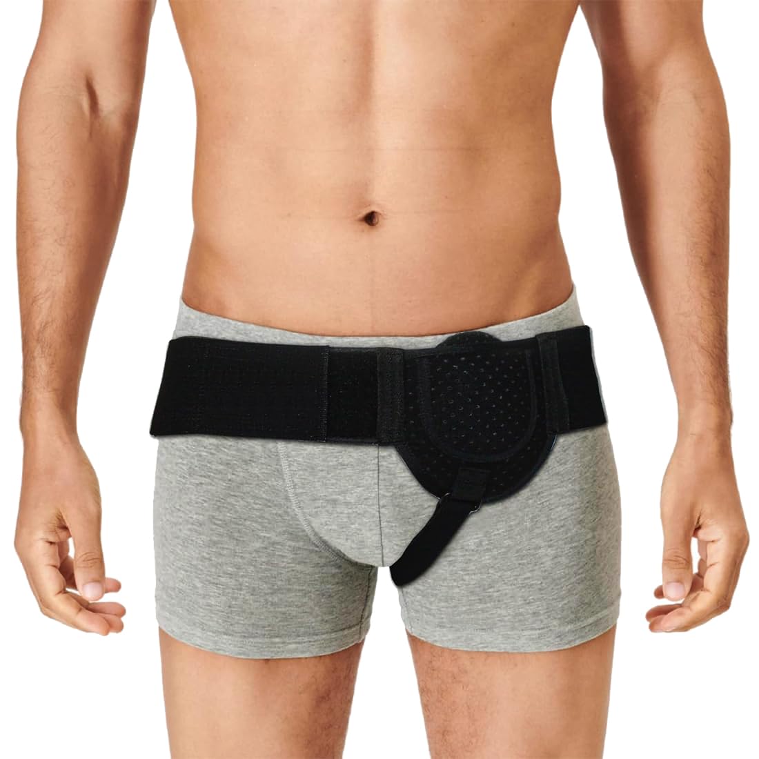 Ceinture herniaire pour homme et femme Ceinture herniaire réglable flexible Soutien herniaire Soulagement de la douleur avec coussinets de compression amovibles Hernie(Noir