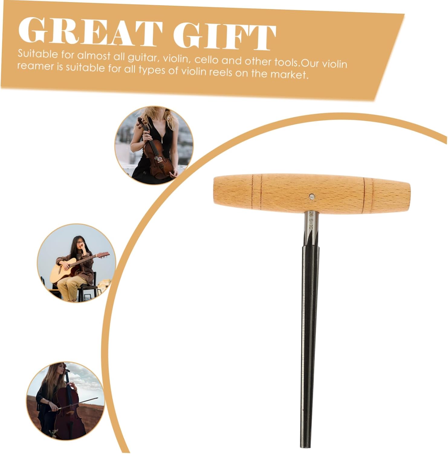 Toyvian 3pcs Violin Peg Hole Reamer Wood Handle Essential Luthier Tool for Violin Repairs Durable Music Instrument Accessory Compact and Portable Design