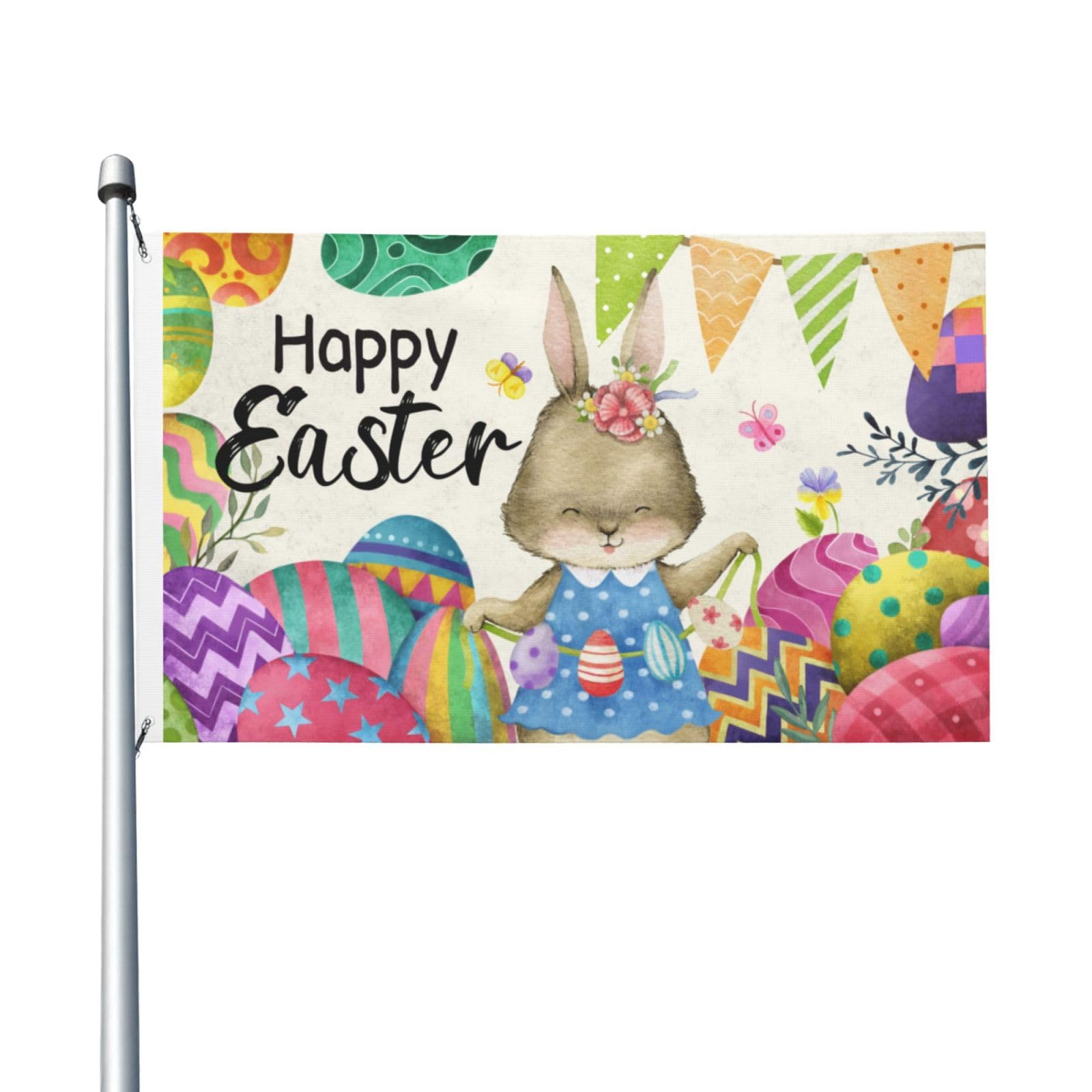Eggs Rabbit Easter Flags for outside 3x5 Ft Garden Flag Farmhouse Yard Indoor/Outdoor Decoration Banner Decor Gifts