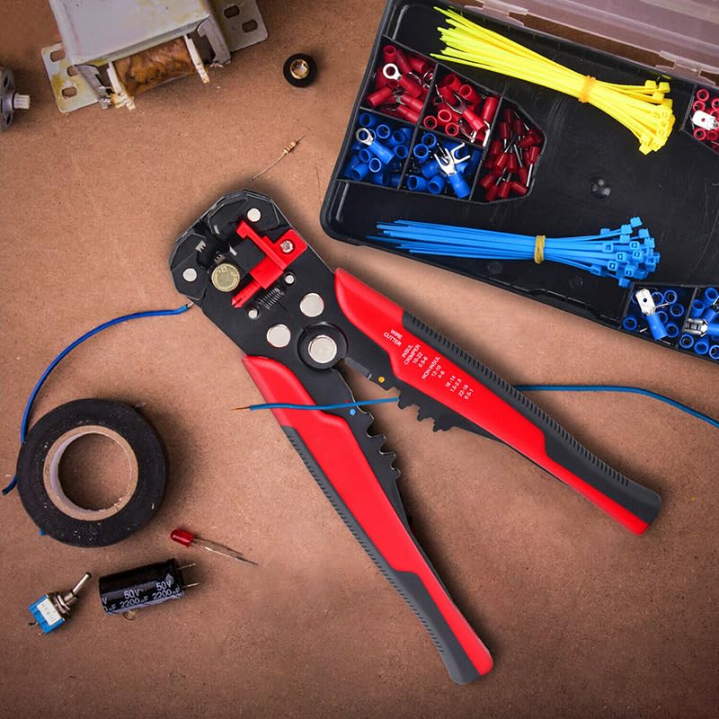 260 terminales de Horquilla con Aislamiento for Cables eléctricos, Surtidos, Juego de Horquillas de crimpado, terminales de Anillo con alicates Pelacables.