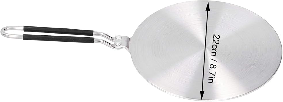 Heat Diffuser, Stainless Steel Induction Adapter Plate with Handle Coffee Milk Cookware Kitchen Utensil for Electric Stove Gas (22cm#)