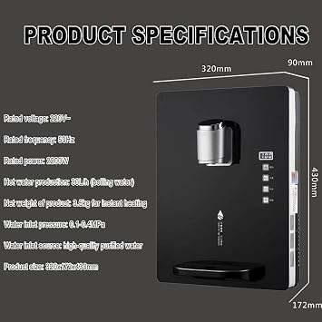 Wall Mounted Water Cooler,30L/H Wall-Mounted Mains Fed Unit Water Dispenser, With Electronic Child Lock,0.1-0.4MPa Water Inlet, Hot & Cold, for Office, Hotel, Canteens,School