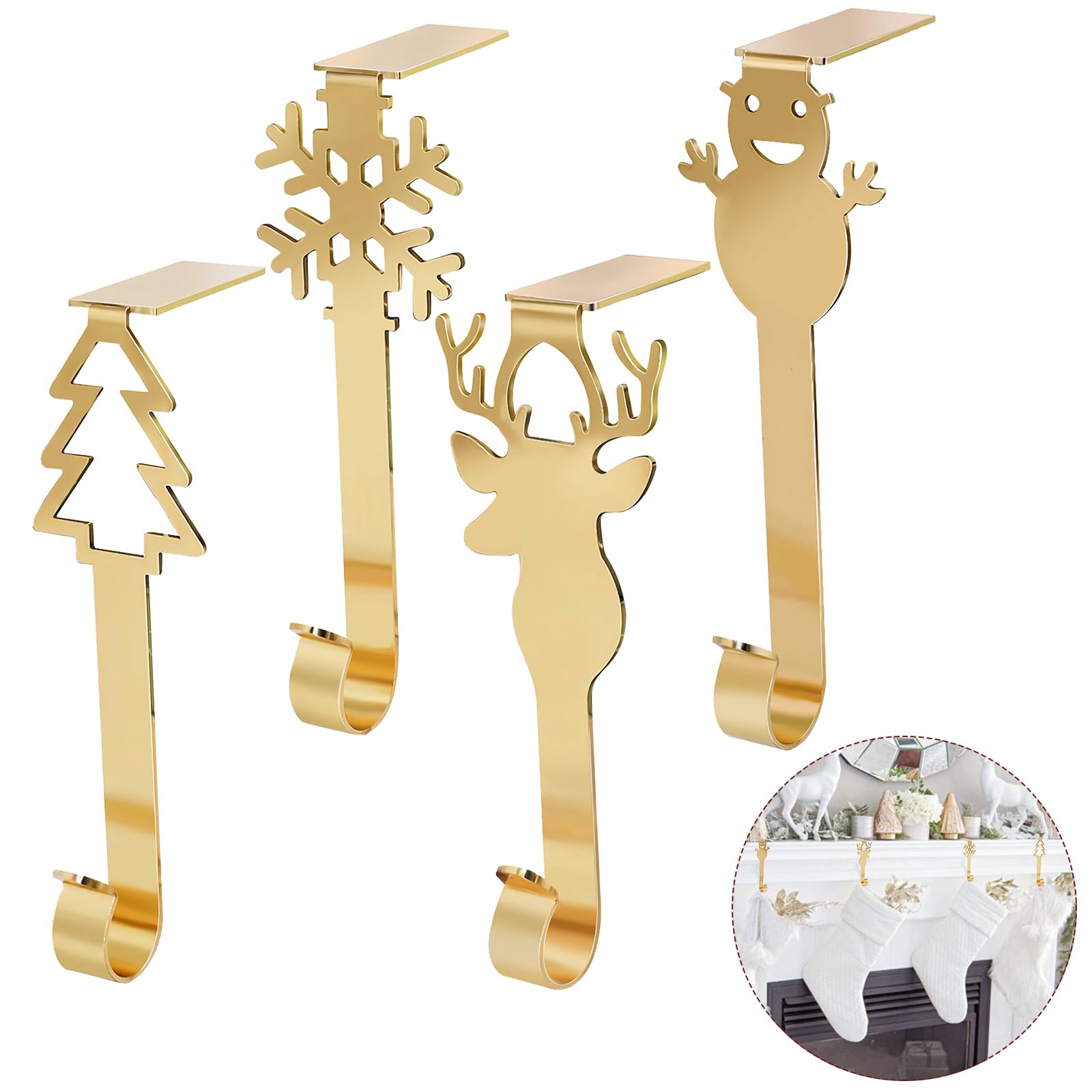 Kungfu Mall Christmas Stocking Holders Gold