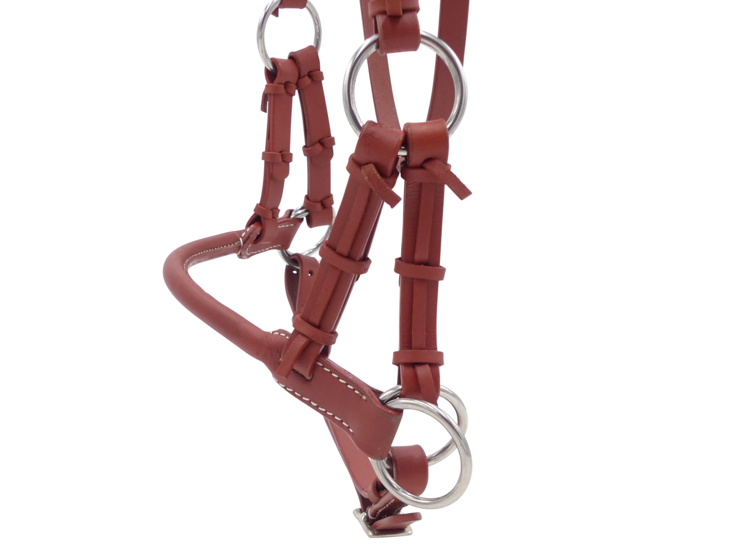 Sidepull gebisslos Leder – Chestnut, rundes Nasenband, verstellbar, Edelstahl
