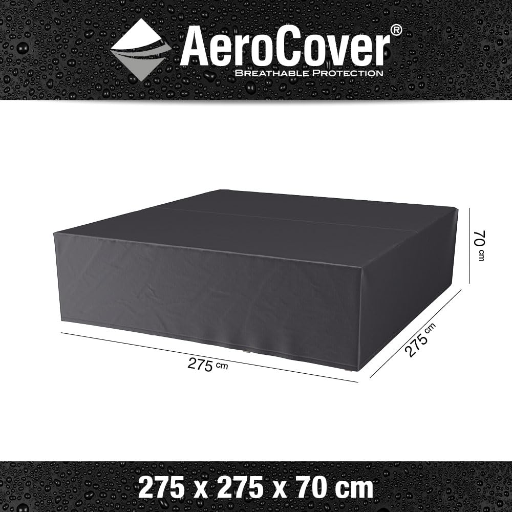 Platinum AeroCover für Outdoor-Lounge-Set, leichte Ripstop-Polyester-Abdeckung für Gartenmöbel, Tisch und Stühle, starke, wasserdichte, atmungsaktive Abdeckungen, lichtbeständig, B 275 x T 275 x H 70