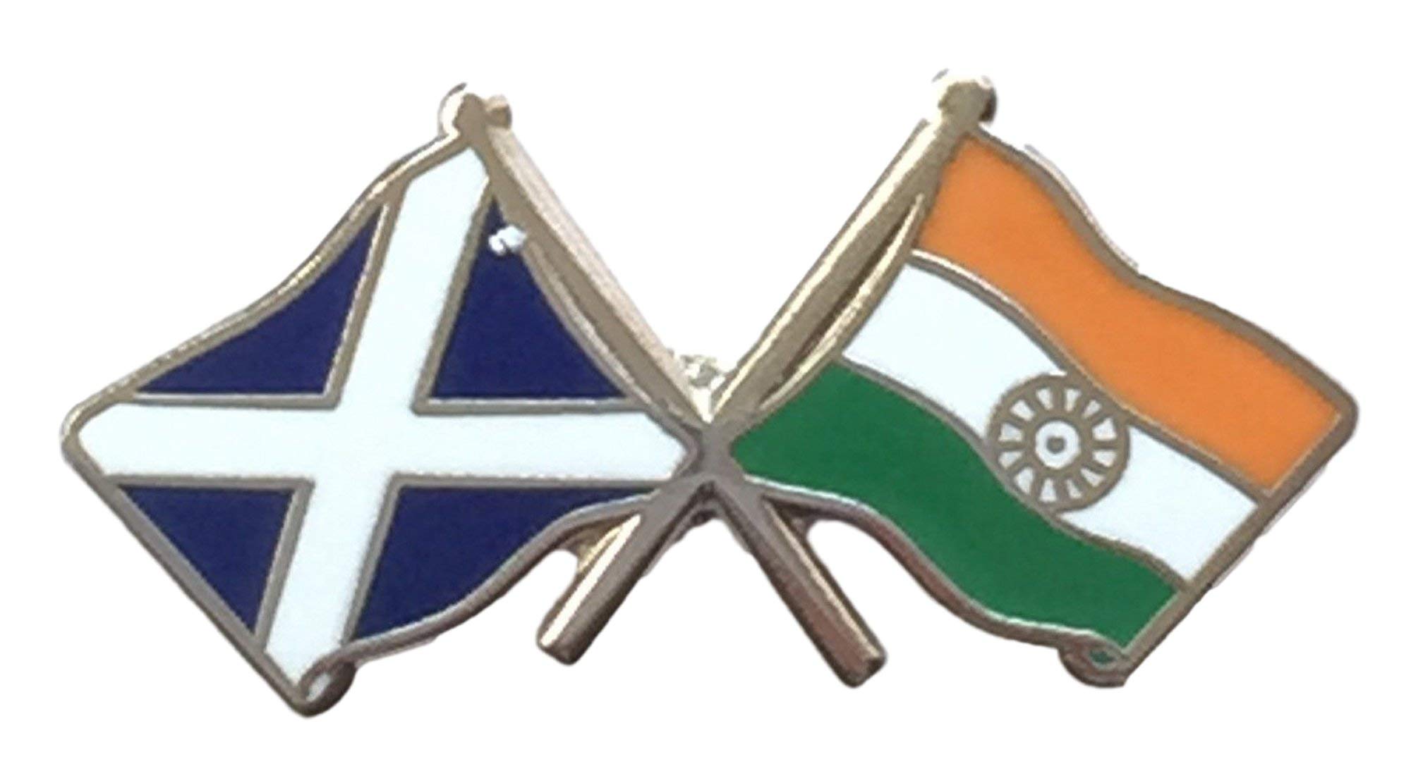 SCOTLAND & INDIA FRIENDSHIP FLAGS NATIONAL ENAMEL LAPEL PIN BADGE