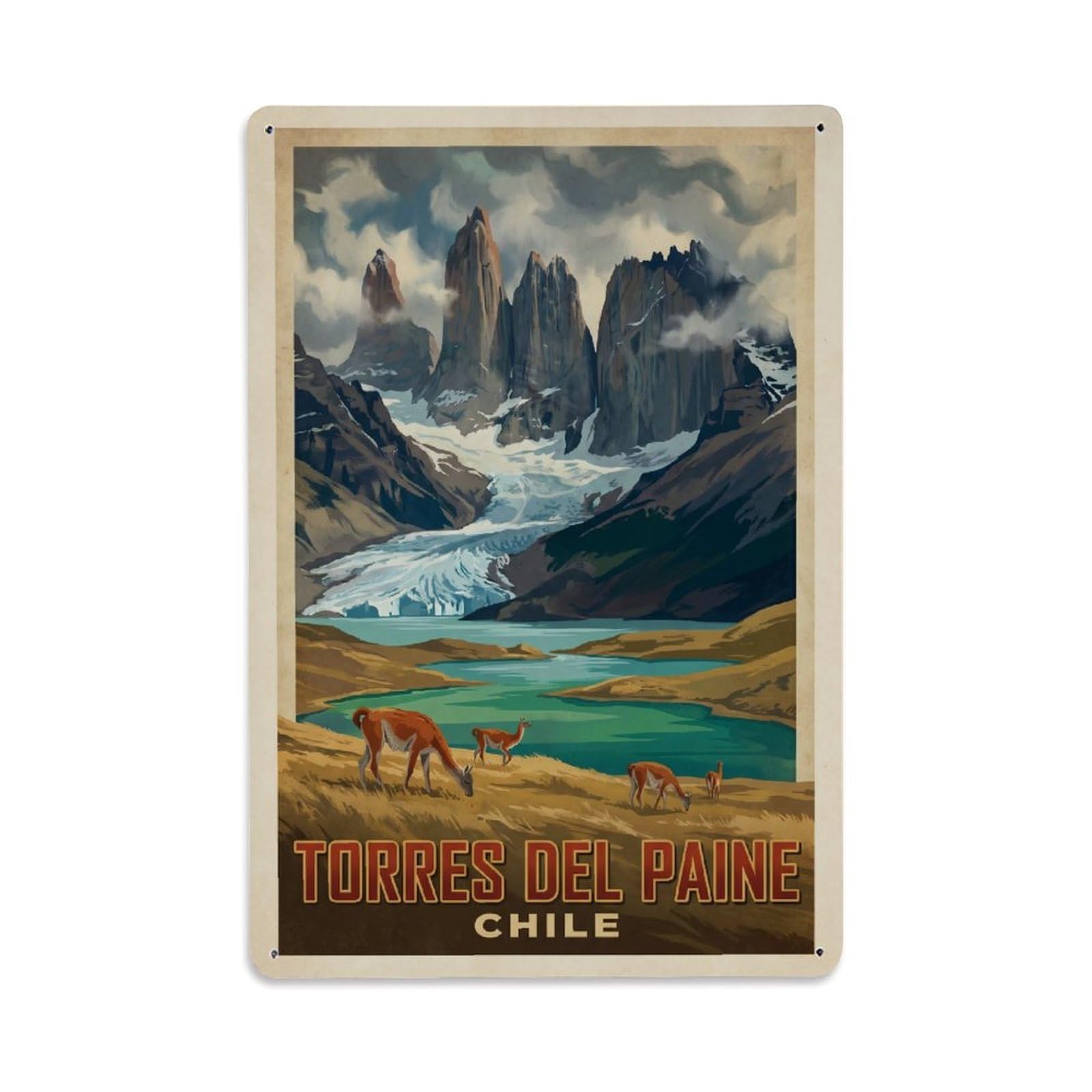 Chile Torres Del Paine Retro Travel Metal Tin Sign