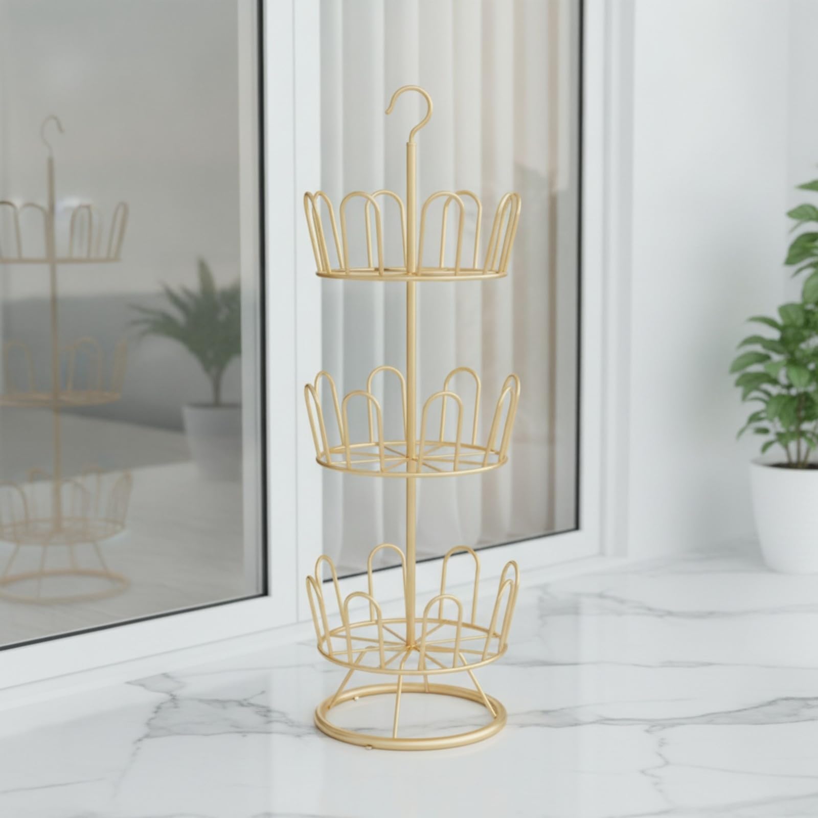 Gralara Scarpiera Verticale a Colonna Semplice Flessibile, Scarpe in Metallo con Gancio, Non Facile da Rompere, per Balcone, Oro
