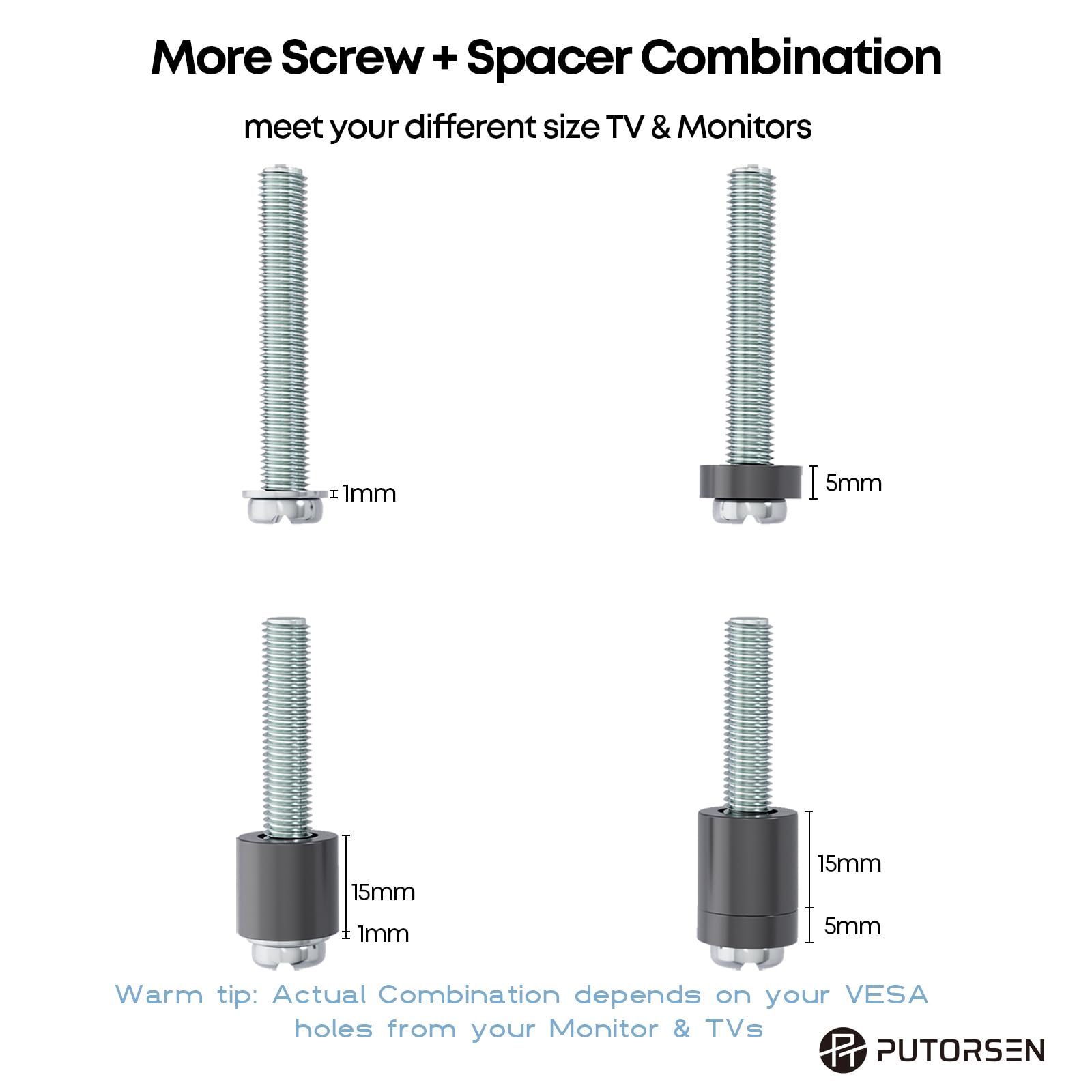 OLRWSLG 12 Stück TV-Halterung Schrauben Universal VESA Schrauben Set 304 Edelstahl Schrauben und