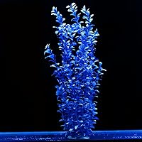unootel Extra Large 22 Inch Tall Blue Round Leaf Plastic Aquarium Plant - Weighted Base, Fish Safe, Lifelike Décor