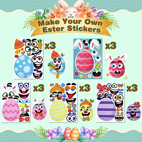 30Pcs Easter Stickers For Kids, Easter Activities For Kids, Easter Classroom Craft Party Games, Diy Make Your Own Egg Bunny Stickers, Easter Party Favors Decorations Supplies For Toddlers #TOP3