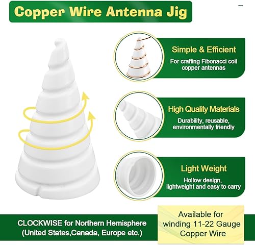 Miniatura 2 de Alambre de cobre puro de 1 libra 99.9% calibre 16 con plantilla de bobinado de bobina Fibonacci para jardinería electrocultural, estaca de antena de