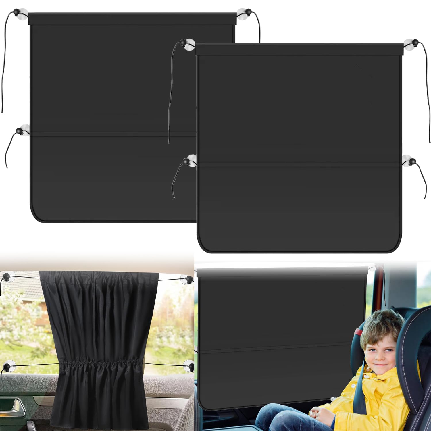 Parasol de Coche, 2 Parasol Coche Infantil, Parasol Coche Lateral Bebe, Parasol Ventana Coche, Cortinas privacidad Coche, Cortinillas para Coche con Ventosa, para Boquear los Rayos UV y el Calor