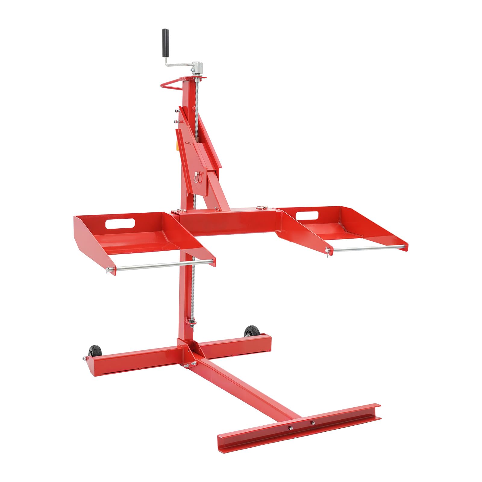 Elevador de tractor de césped, extensible con 2 ruedas, para cortacéspedes, tractores pequeños y cortacéspedes, 204,12 kg, 103,8-126,3 cm, longitud ajustable