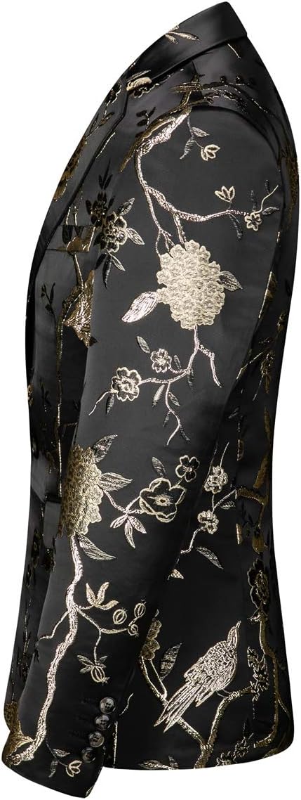 Cloudstyle Mens Embroidery Tux Dress Suit Jacket Formal Print Prom Blazer Dinner Sport Coat - Image 2