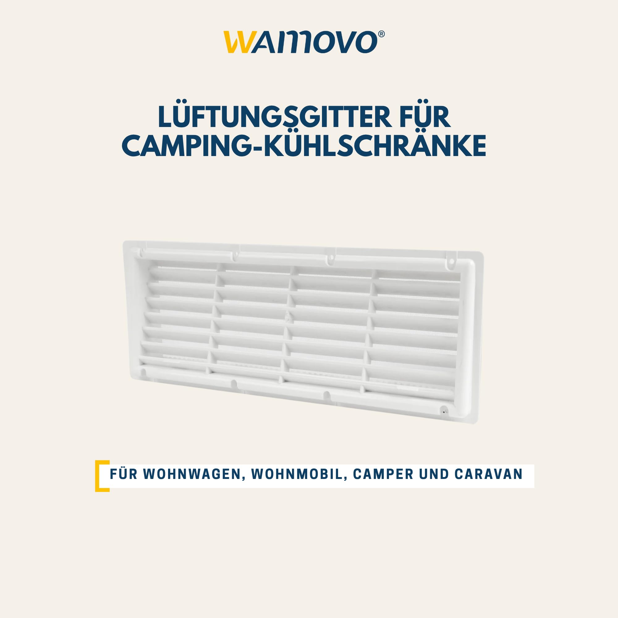 Lüftungsgitter weiß oder schwarz für Camping Kühlschrank | 37.5x15cm | Fliegengaze | abgeschrägt (2X weiß)