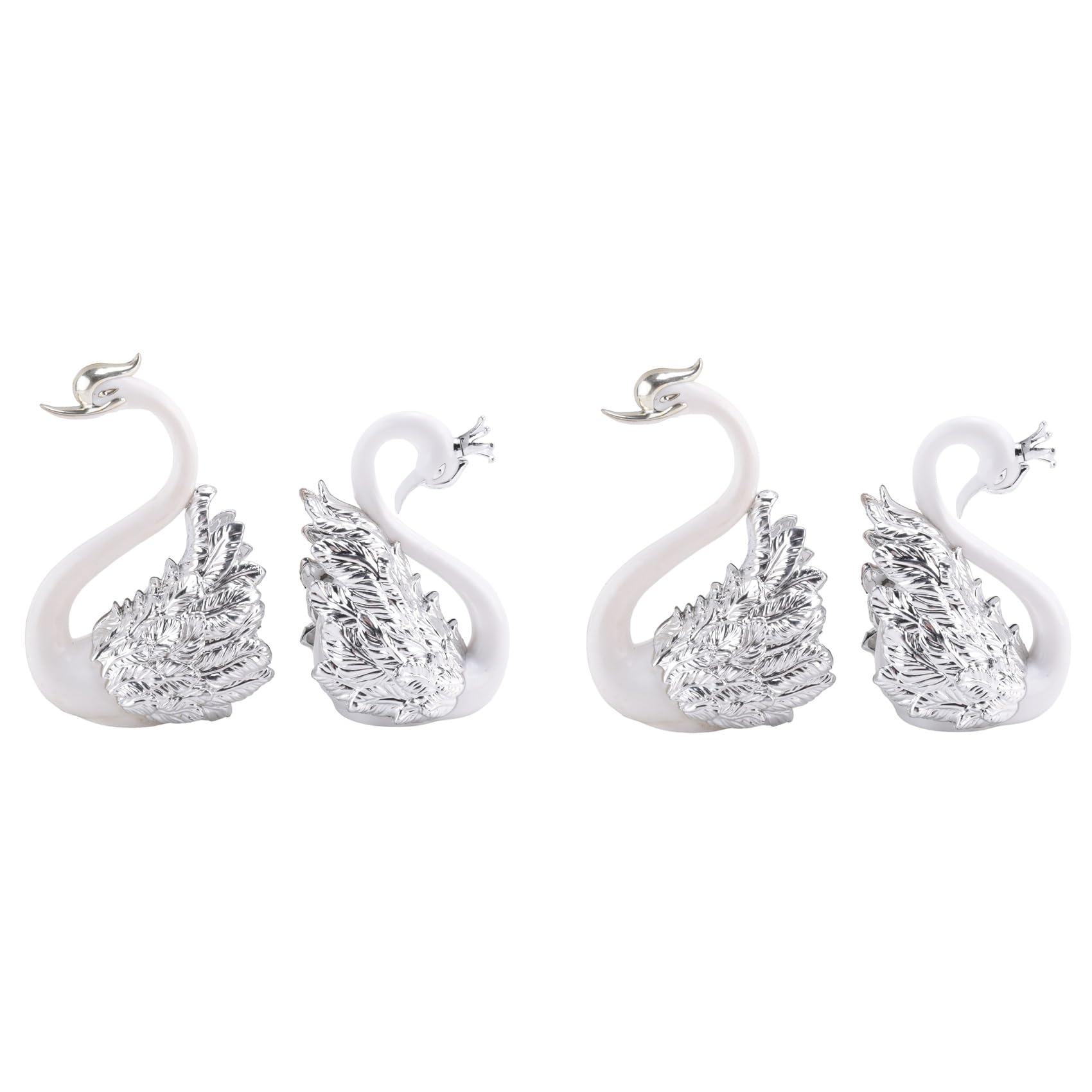 Hndhbfgrt 4 Pieces of Swan Ornaments Figurines,Swan Cake Decoration,Car Figurines Decoration,Home Wedding B