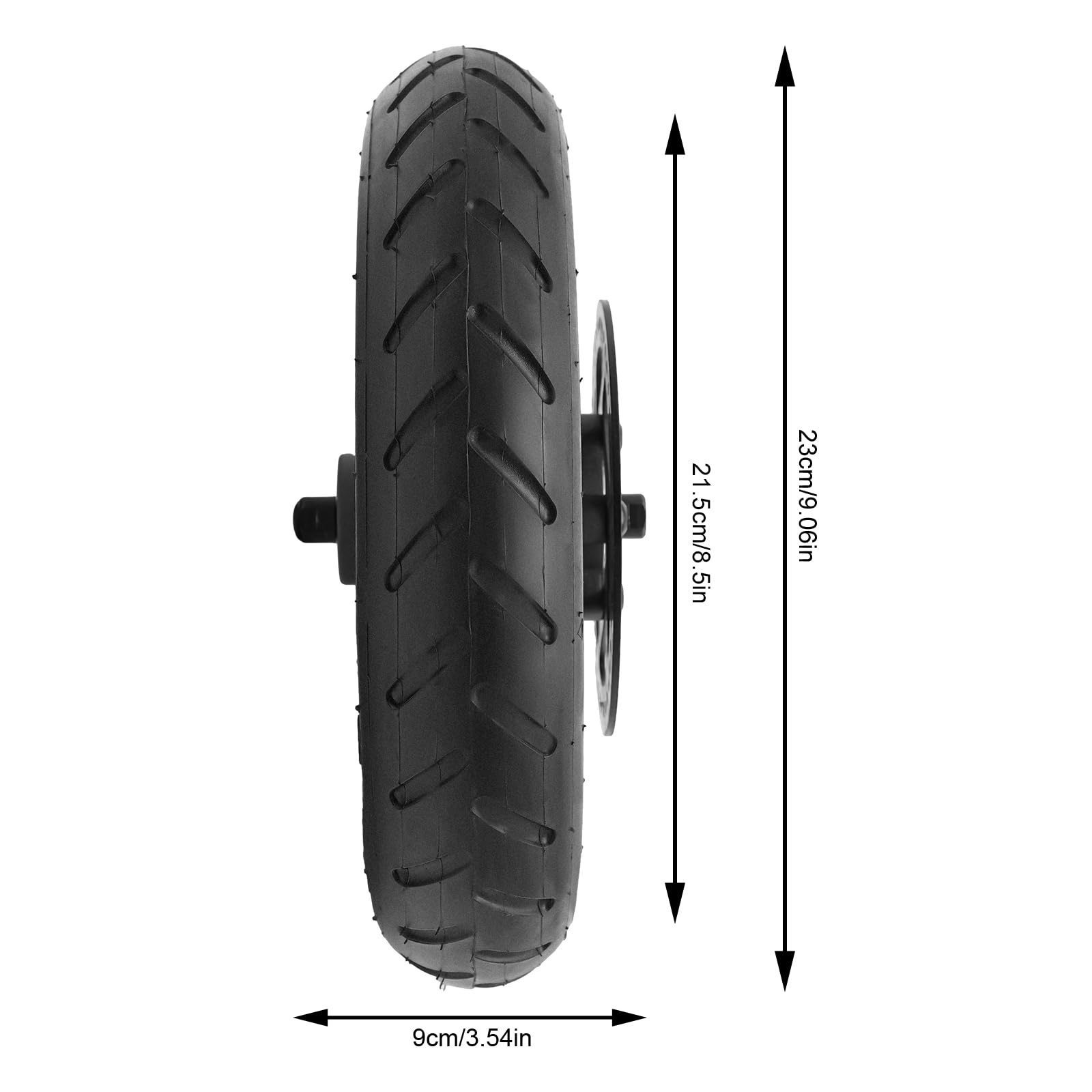 YIYIBYUS Scooter Wheels 9 inch Solid Rubber Tire 8 X2.125 Rear Wheel Tyre Electric Scooter Rear Tire W/Wheel Hub Disc Brake Set for Xiaomi M365 1 Pcs Black