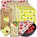 Reusable Beeswax Wrap - 9 Pack Eco-Friendly Beeswax Wraps For Food, Organic, Sustainable, Biodegradable, Zero Waste, Plastic-Free Food Storage, 1L Strawberry, 3M Orange, 5S Lemon Patterns