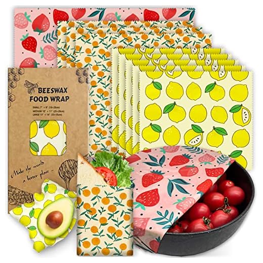 Patterned Beeswax Food Wraps, 9-Pack Set