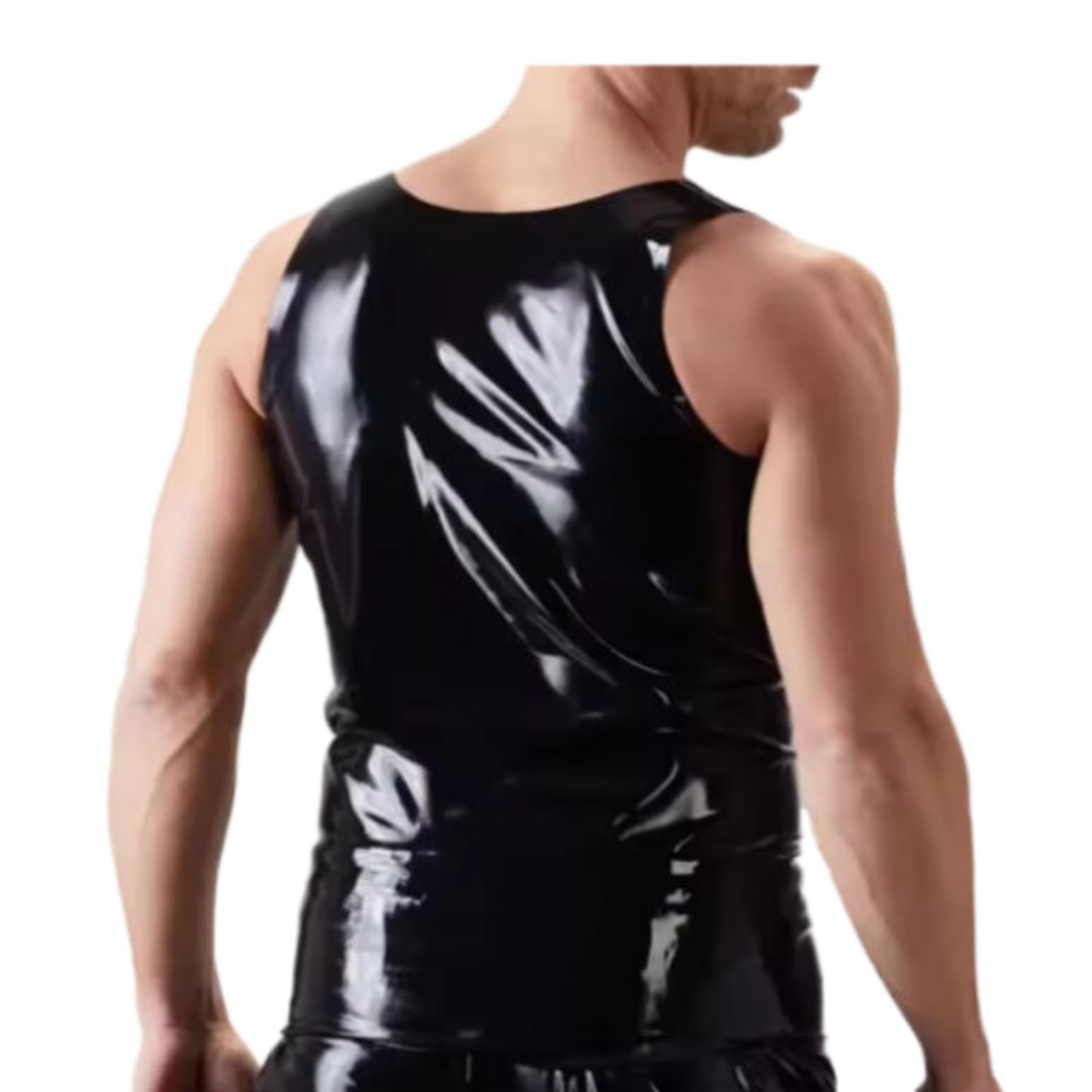 Herren Weste Schwarz Fetisch Latex Gummi Gummi Tank Tops Unterhemd Muscle Shirt
