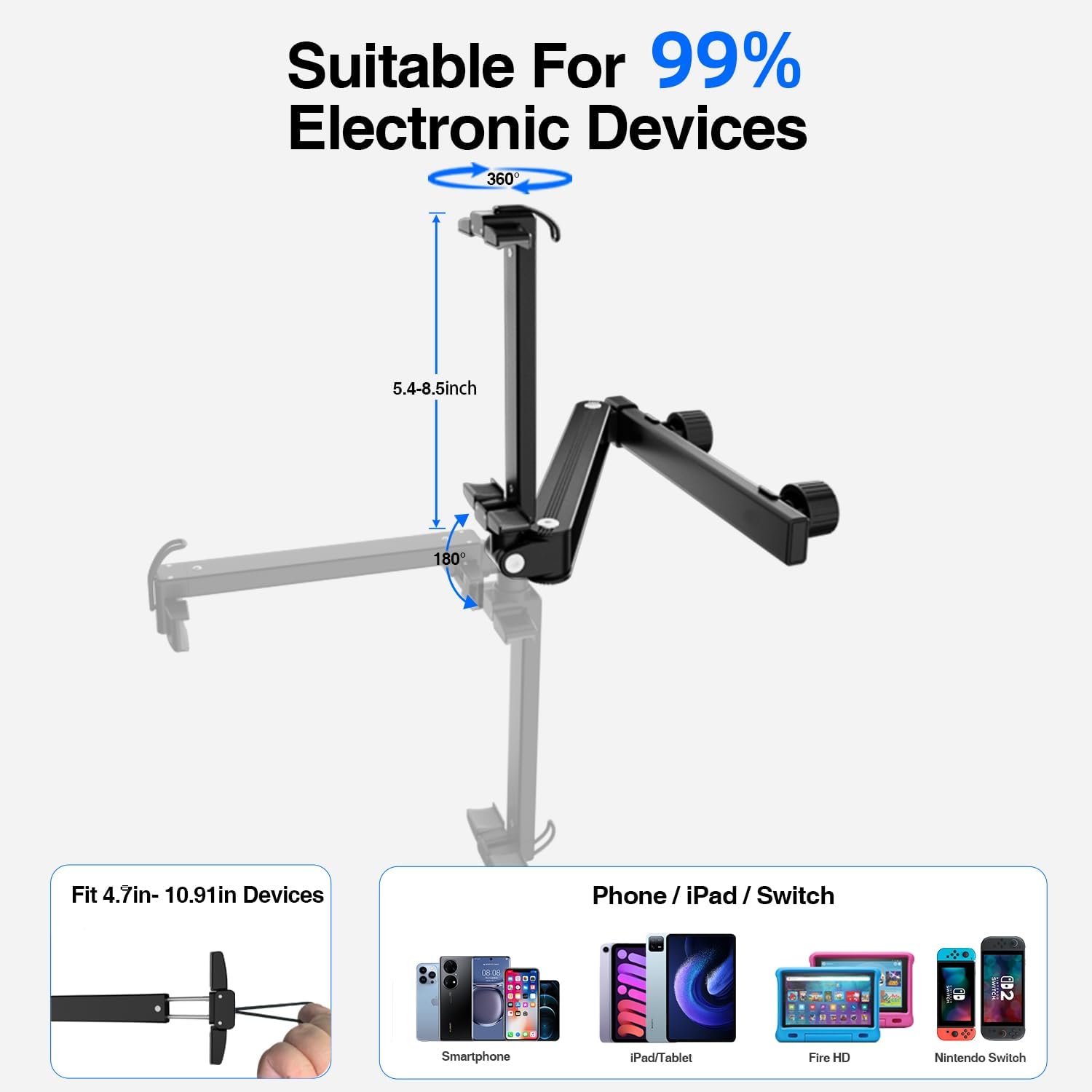 Foldable Tablet Car Holder for Backseat, Adjustable Car Headrest Tablet Holder, Road Trip Essentials for Kids. Back Seat iPad Mount for 4.7-11" Devices