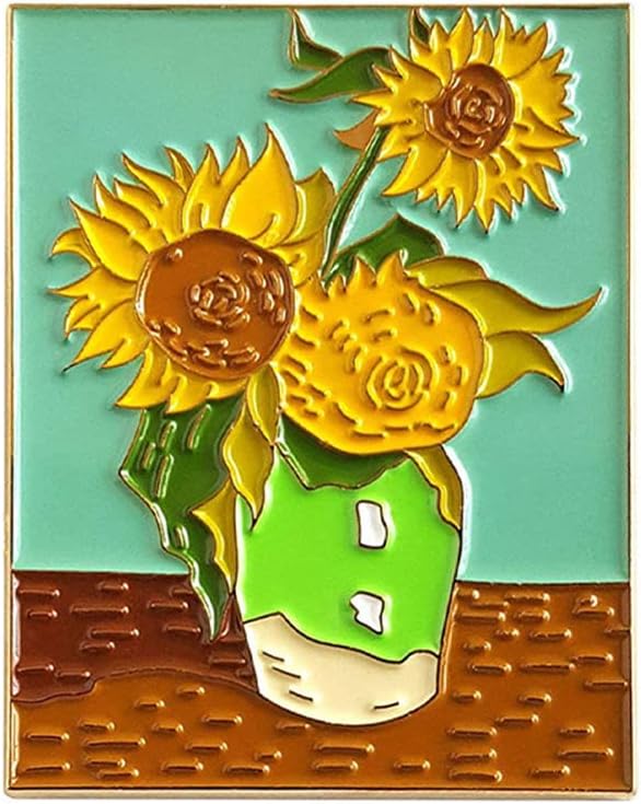Art Van Gogh Sunflower Oil Painting Enamel Pin Shirt Bag Clothes Backpack Hat Lapel Pin DIY Accessories Art Jewelry Gift for Women Men Friends Artist