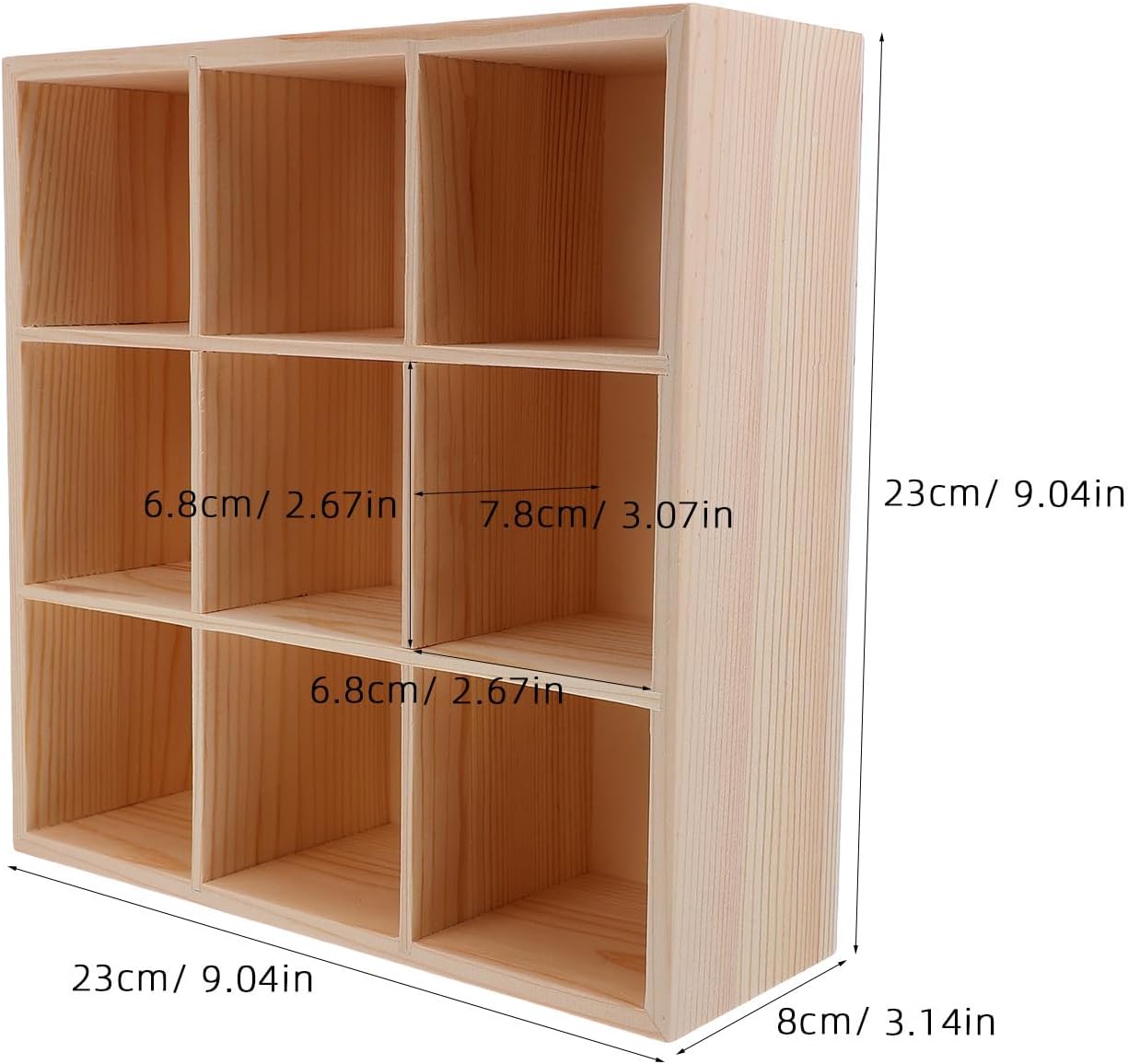 Wooden Drawer Organizer with 9 Compartments, Versatile Multifunctional Storage Box Made of Wood, Adjustable Dividers for Bedroom or Craft Supplies, Desk Organizer Tray for Small