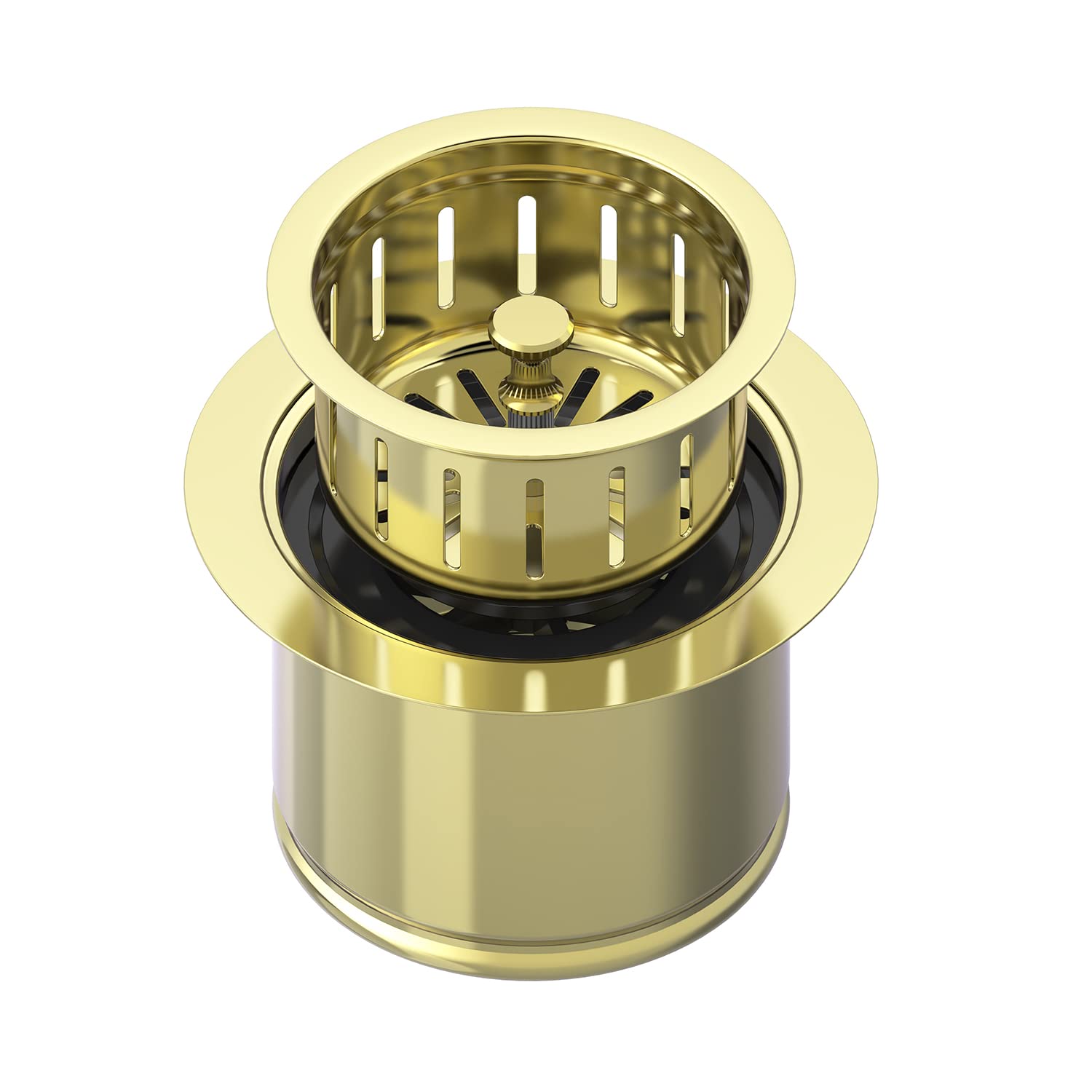 BOTEMY Extended Garbage Disposal Flange Basket Strainer Stopper, Deep 304 Stainless Steel Kitchen Sink Flange for 3-1/2 Inch Standard Sink Drain Hole, Gold Deep Sink Disposal Flange Stopper