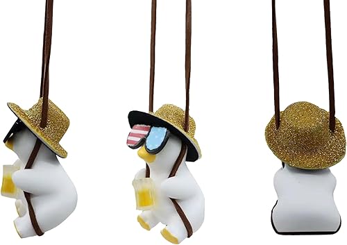 Miniatura 6 de Adorno colgante de pato oscilante para automóvil, accesorios para colgar en el espejo, accesorios para colgar en el espejo retrovisor, juego de