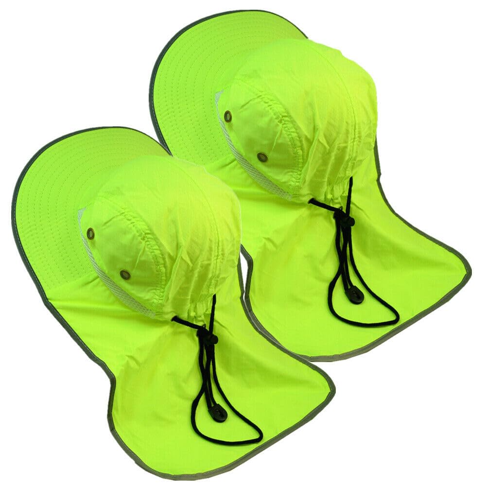Glory Max High Visibility Reflective Work Safety Bucket Hat Cap Mesh Neck Flap