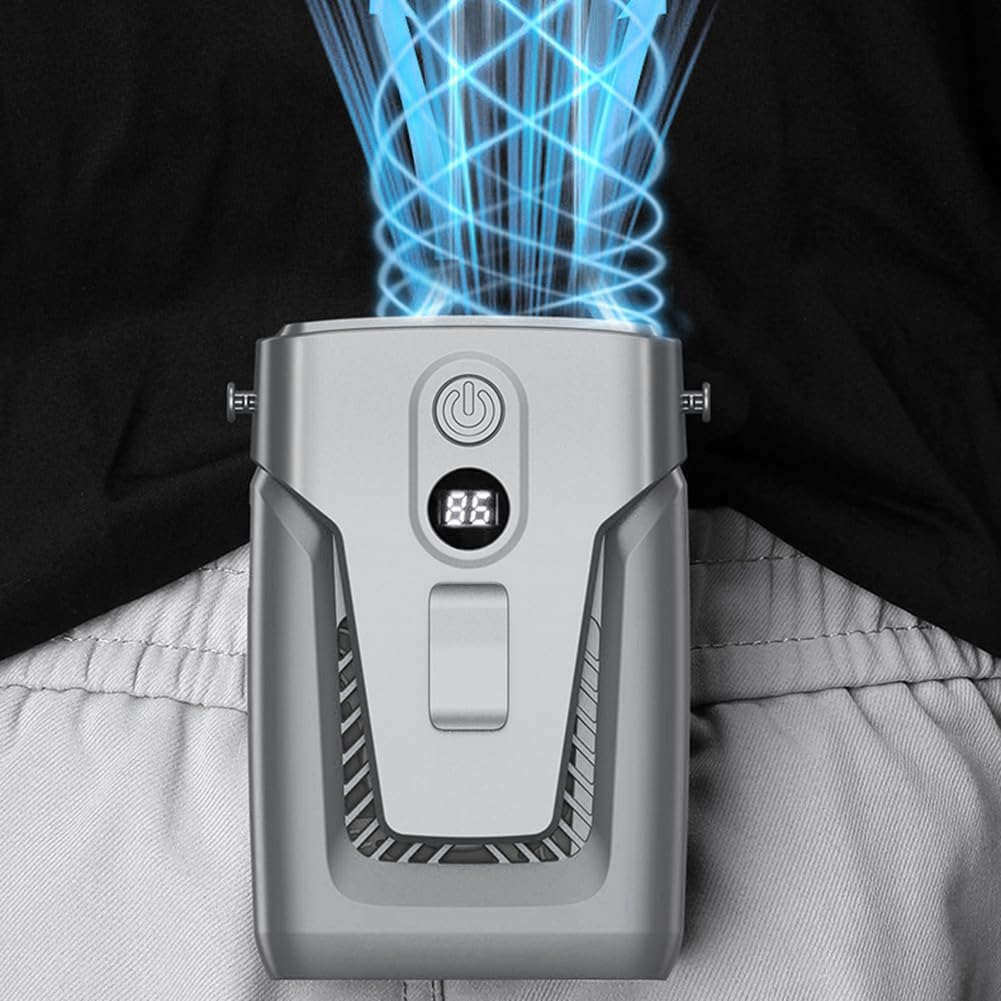 3 Niveaux de Refroidissement Silencieux et Puissant, Ventilateur Mobile à Haute Apparence, Libérez Vos Mains, à Accrocher à la Taille et au Cou, Résistant à la Saleté et à L'Usure, Couleur Bleu