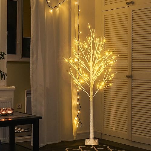funchic Árbol de Navidad de copo de nieve de 4 pies árbol de Navidad simple con 48 lámparas LED para sala de estar dormitorio jardín al aire libre