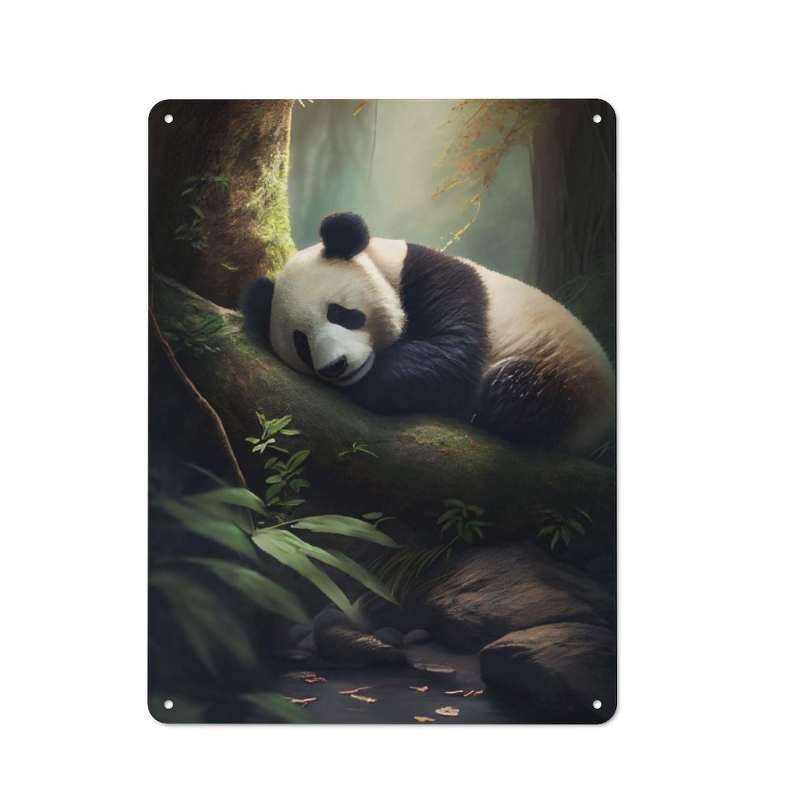 Junmoney Panda Forest Retro Tin Sign 40X30cm For Lounge Or Reading Corner, For Home Wall Decor Collectors