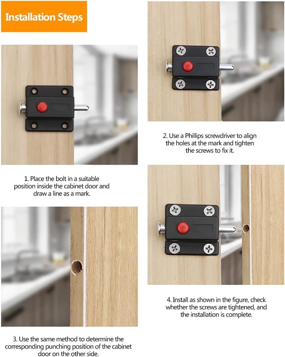 Automatic Door Latch Locks - 6 Pack -3
