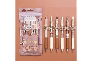 UIXJODO Cute Kawaii Bear Pens, 6-Pack, Kawaii Cute Pens with Smooth Black Ink