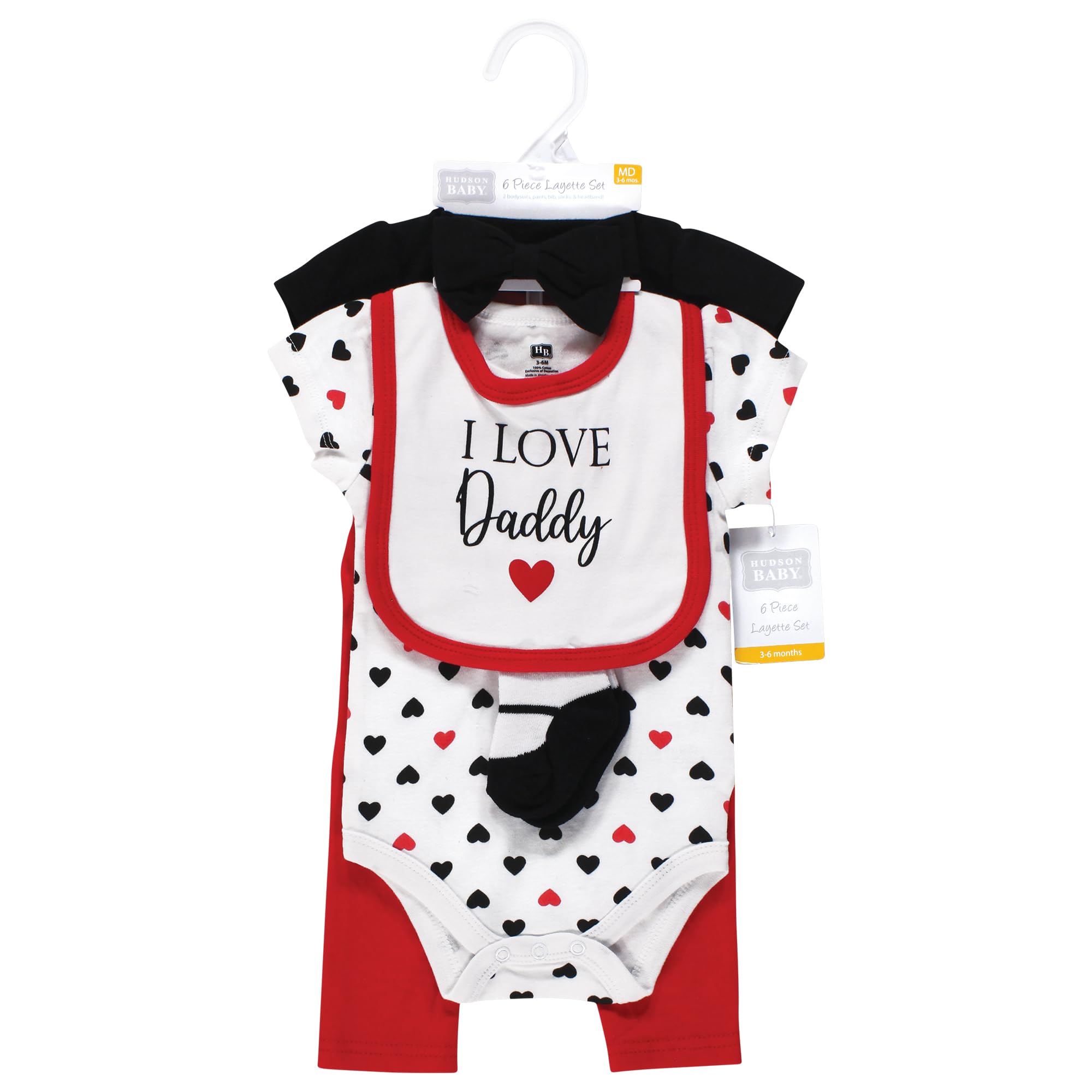 Hudson baby Cotton Layette Set Conjunto algodón Unisex para bebé de 3 a 6 Meses, Color Rojo y Negro para Bebés