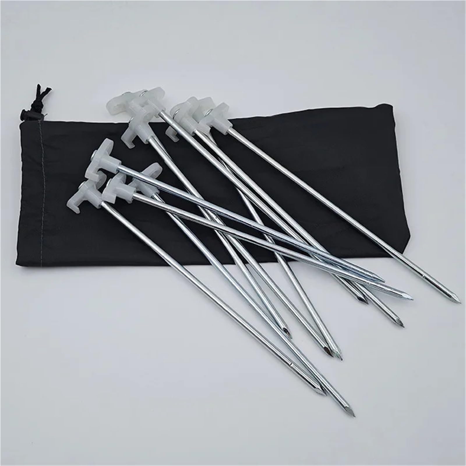 Piquets de Tente fluorescents 25cm, 30 pièces, avec Sac Rangement, piquets Lumineux, bâche, auvent, Clous, Accessoires Camping en Plein air pour Camping, Tonnelles