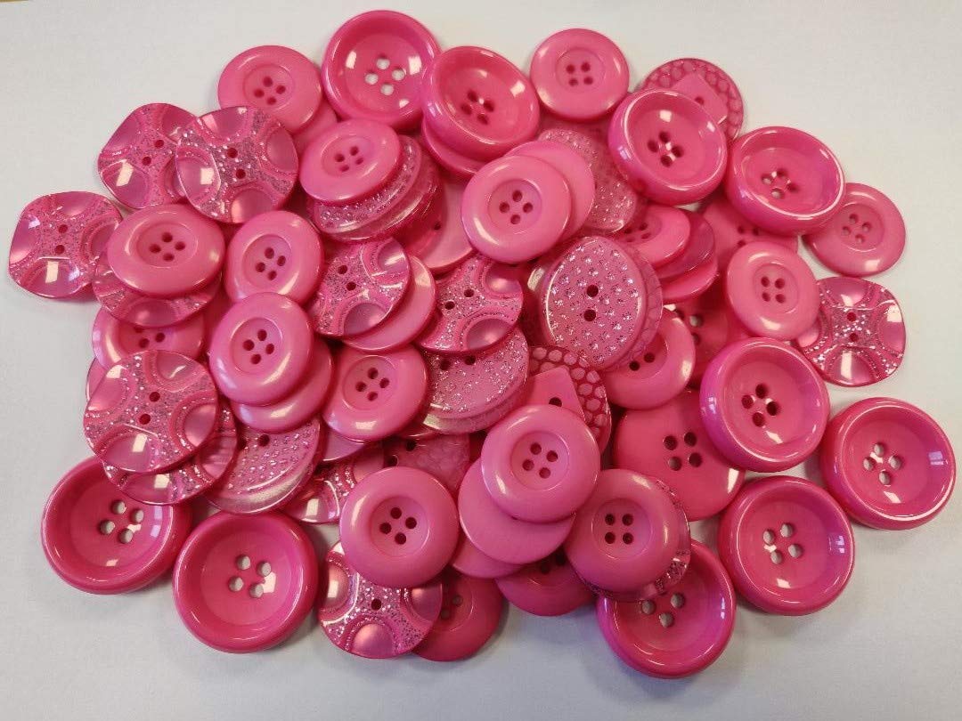 celloexpress Pack of 50g - LARGE FUSCHIA PINK MIX - Mixed Large Sizes and Colours of Various Large Blue Buttons for Sewing and Crafting