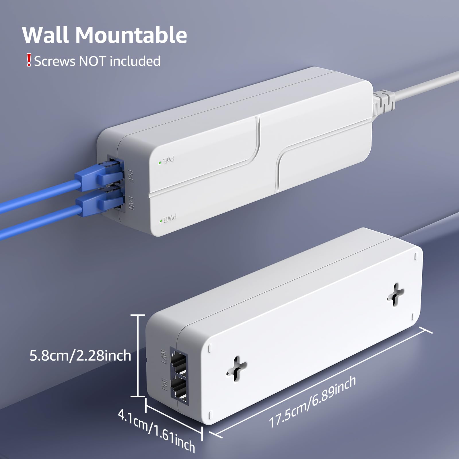YuanLey 2.5 Gigabit PoE Injector 60 W, wtryskiwacz PoE konwertuje bez PoE w sieć PoE, 802.3bt/at/af, 10/100/1000/2500 Mbps adapter PoE Plug & Play, odległość do 325 stóp