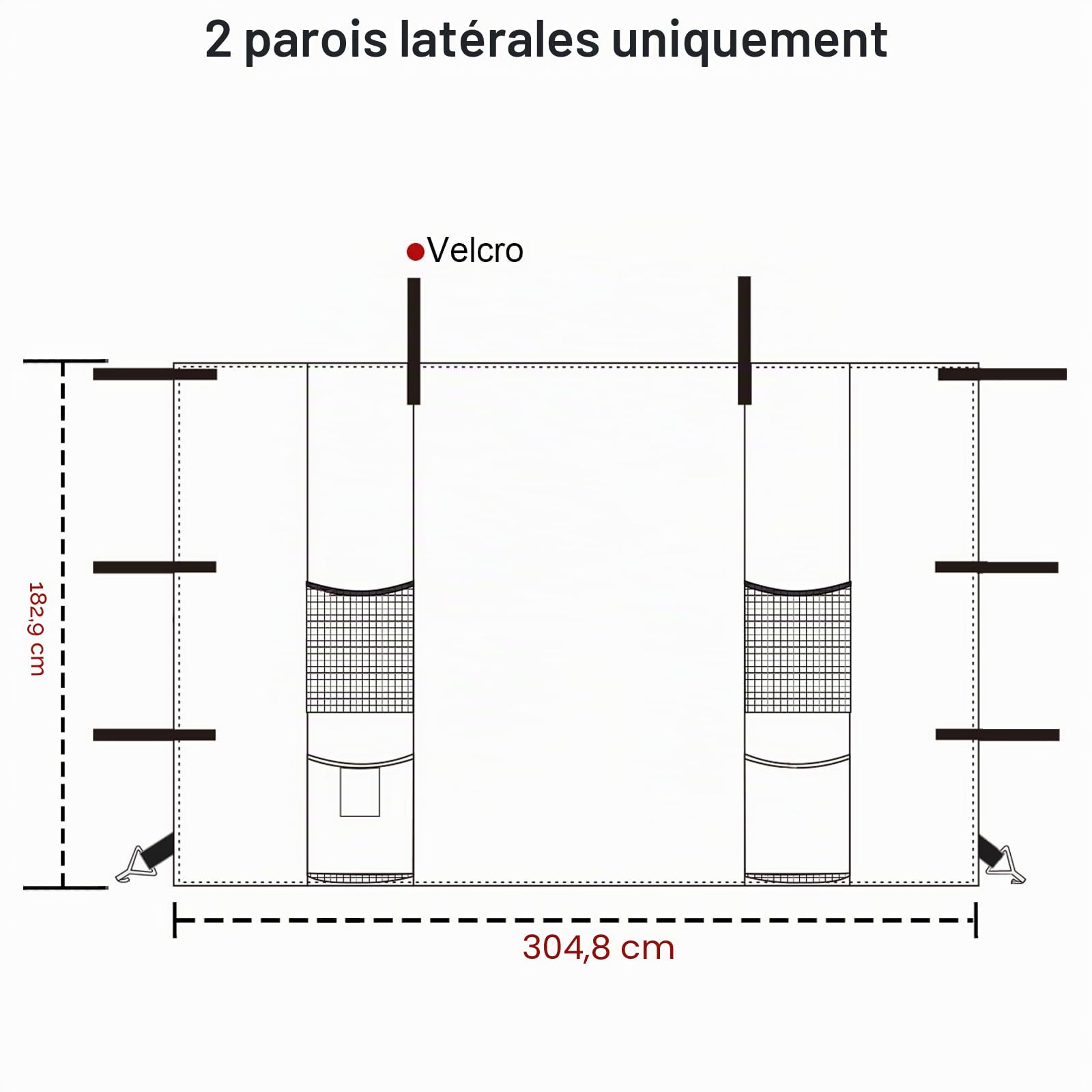KAMPKEEPER Lot de 2 Parois Latérales 183 x 305 cm pour Tonnelle Pliante, Polyester 210D Imperméable UV 99%, avec 4 Poches, Montage Rapide, Compatible Barnum Pop Up à Pieds Droits