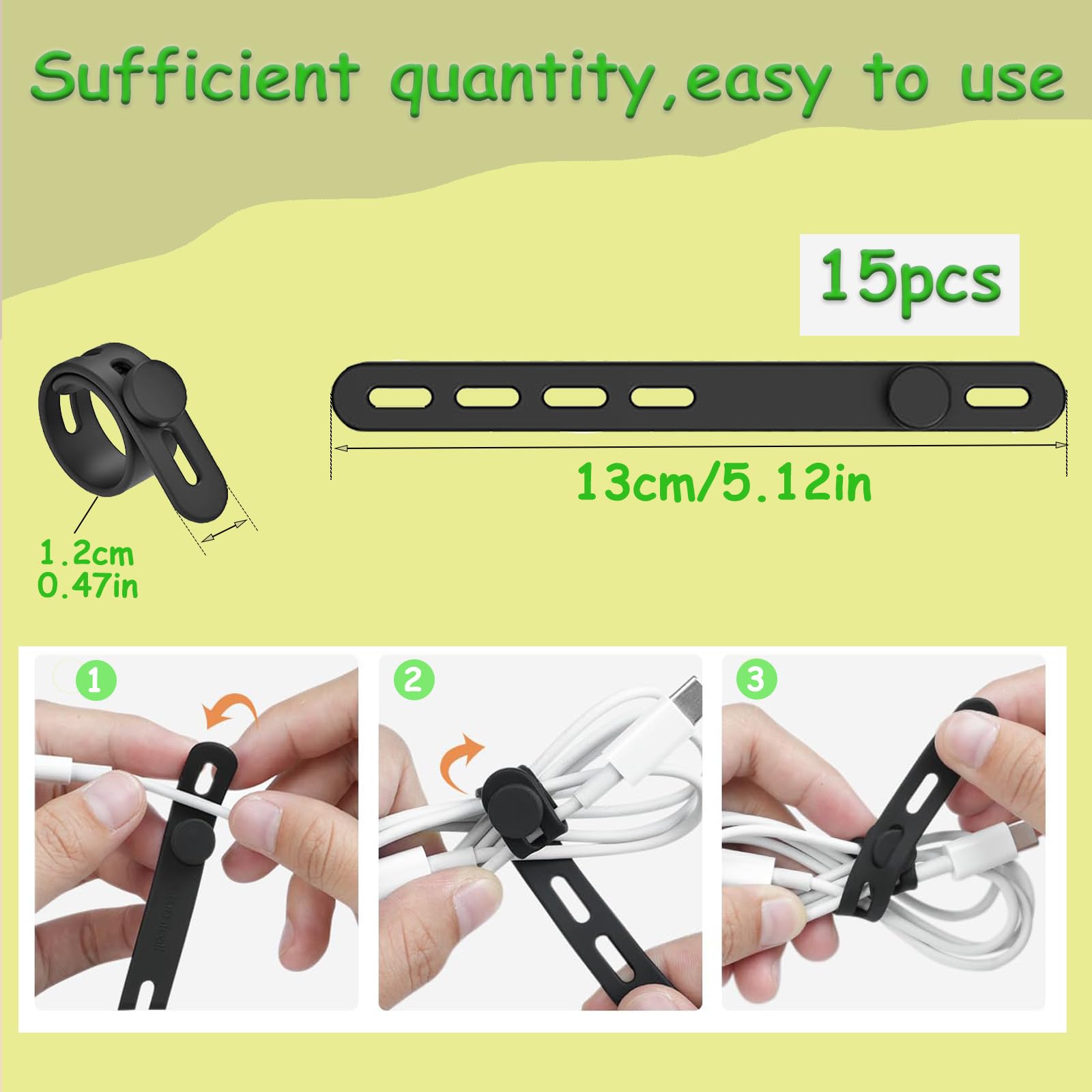 Set di 18 fascette in silicone elastiche riutilizzabili, organizer
