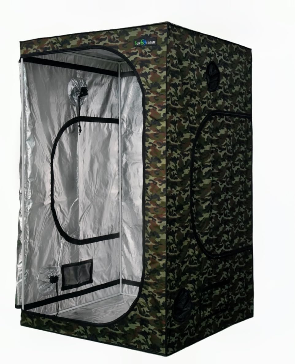 Sunstream Camouflage Grow Tent 120 X 120 X 200 Cm Grow Tent For Hydroponics Plant Tent Indoor Greenhouse Tomato Mylar 98% Reflectivity